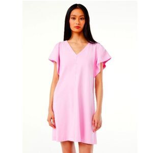 Women's V-Neck Dress with Flounce Sleeves